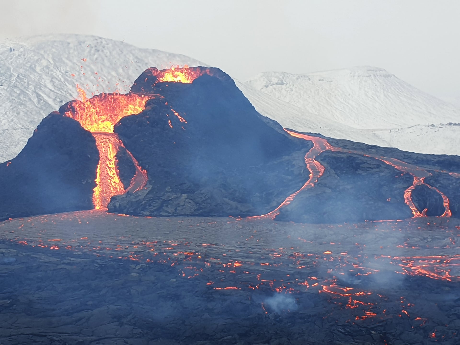 Geldingadalir eruption landscape in Iceland in March 2021
