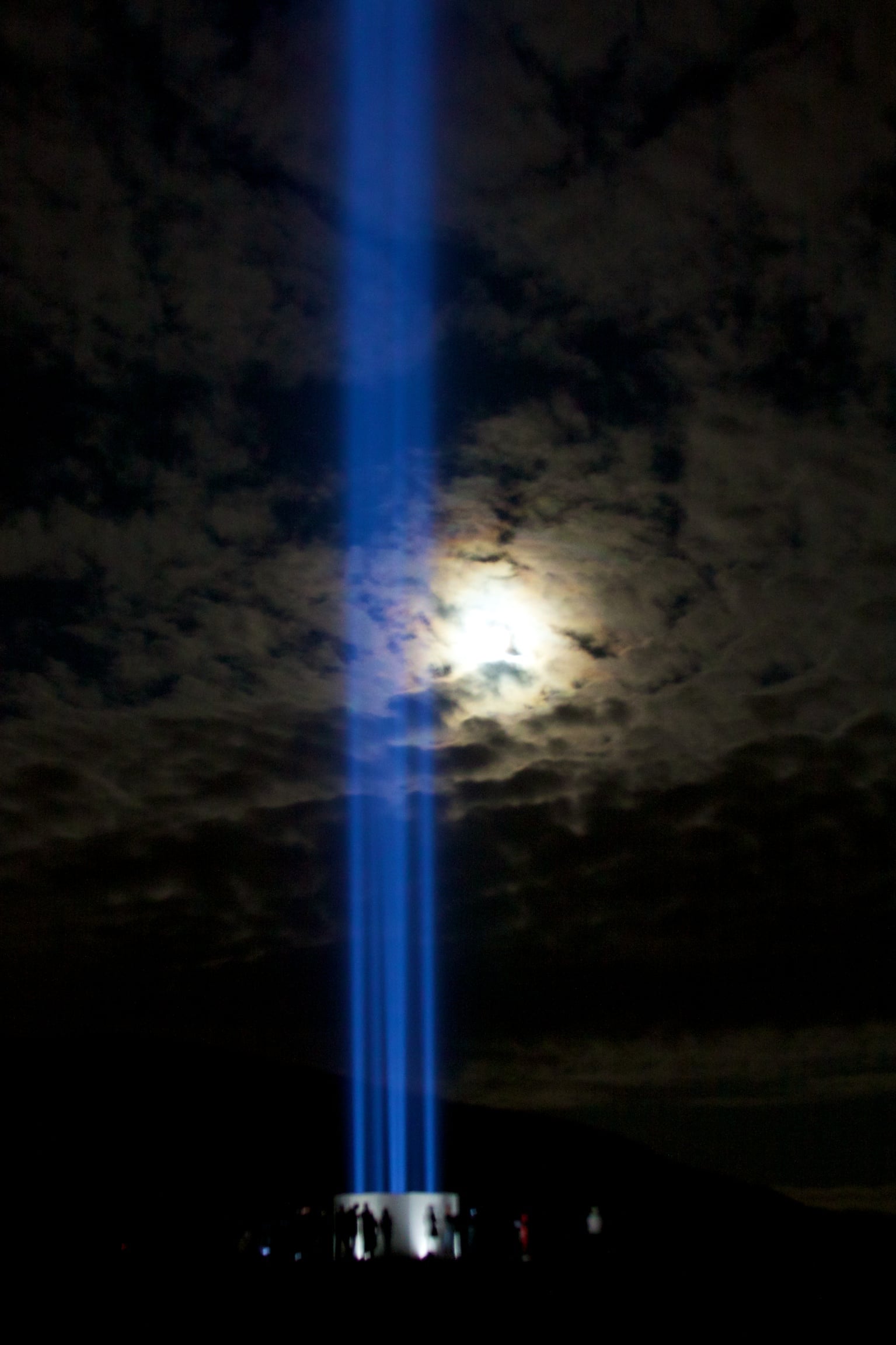 Imagine Peace Tower beam rising over Viðey