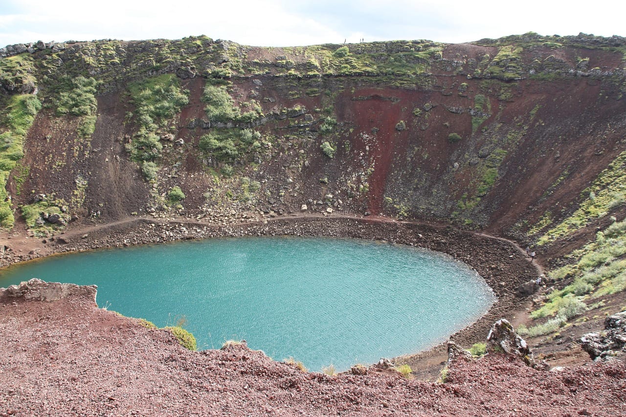 Kerid volcanic crater lake on the Golden Circle in South Iceland