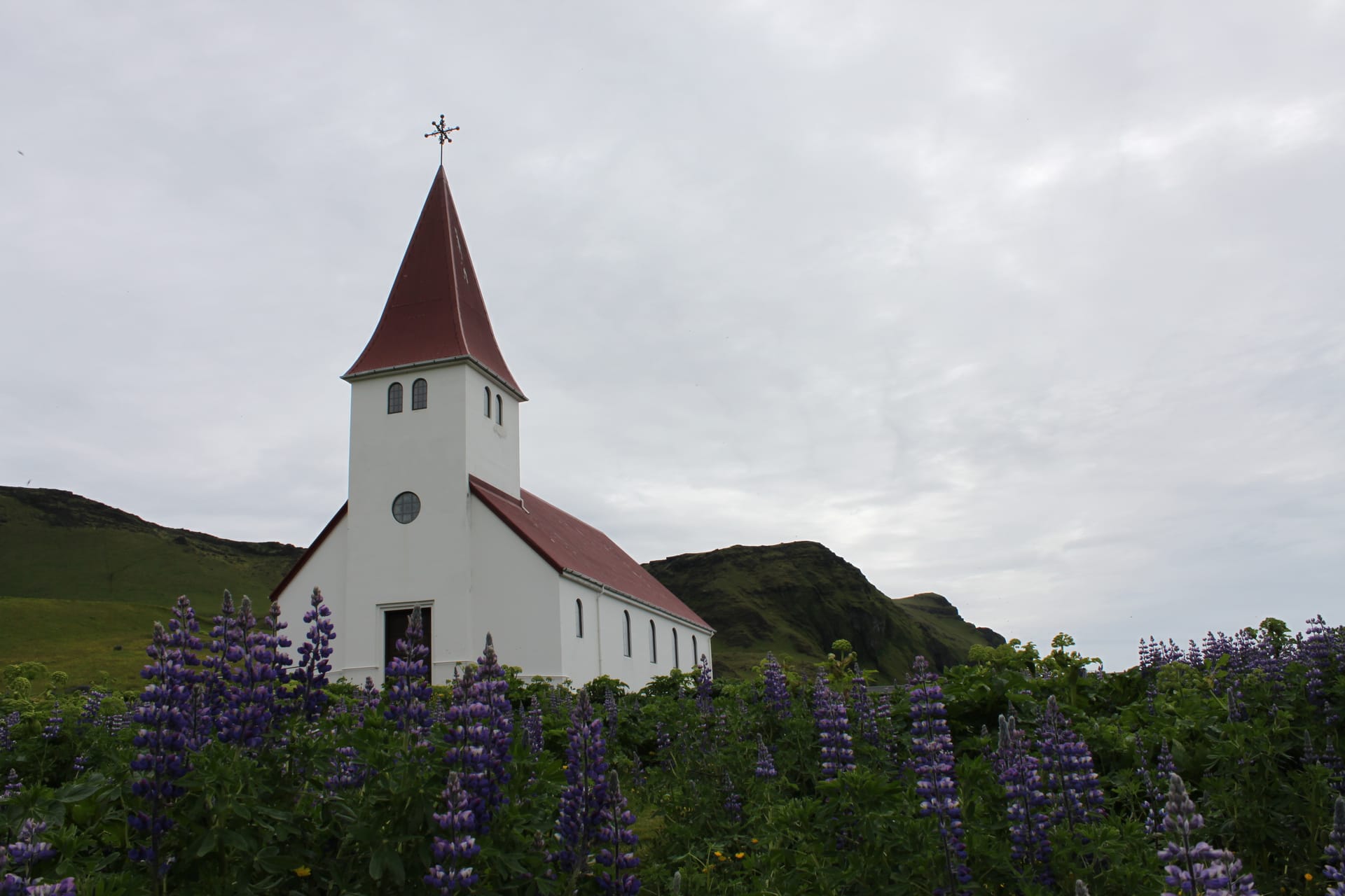 Church above the village of Vik i Myrdal on Iceland's South Coast