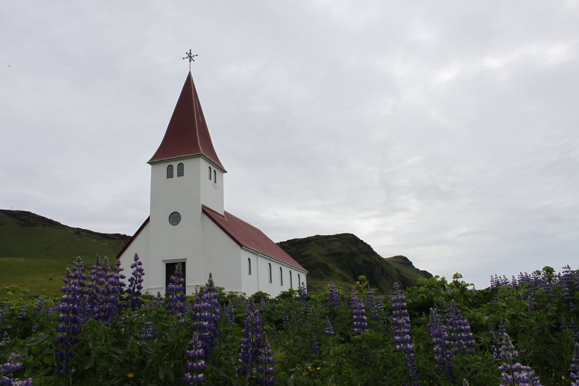 Church above the village of Vik i Myrdal on Iceland's South Coast