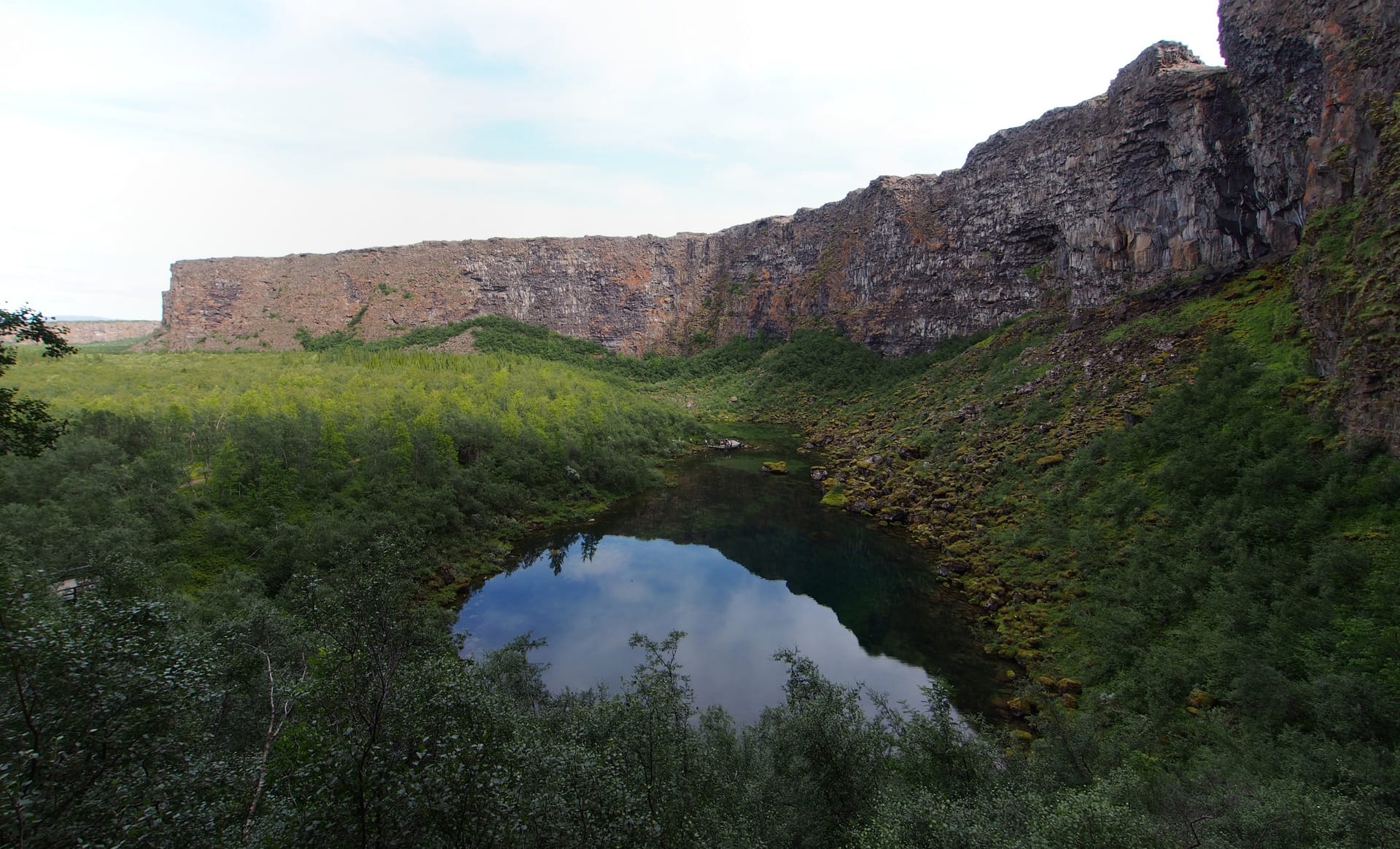Cliffs of Ásbyrgi Canyon in North Iceland