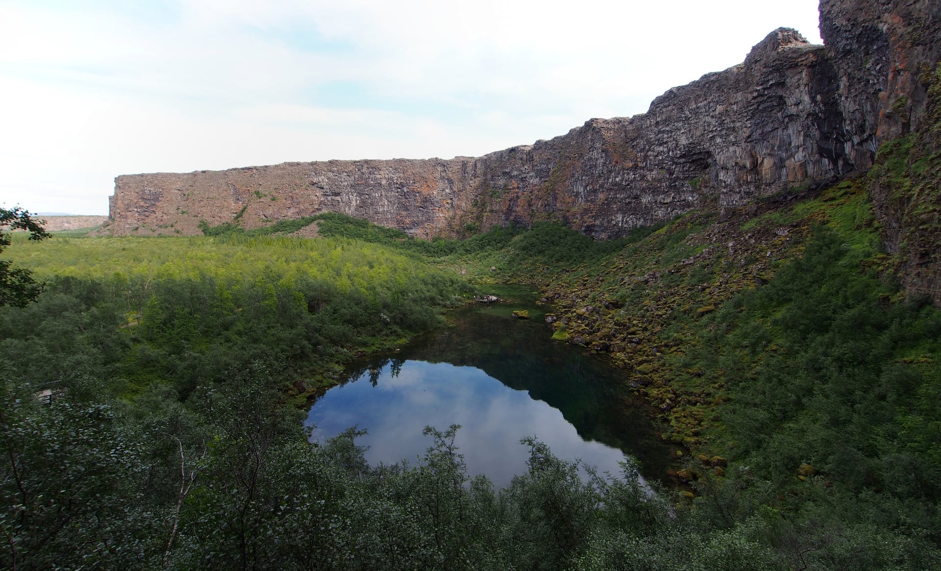 Cliffs of Ásbyrgi Canyon in North Iceland