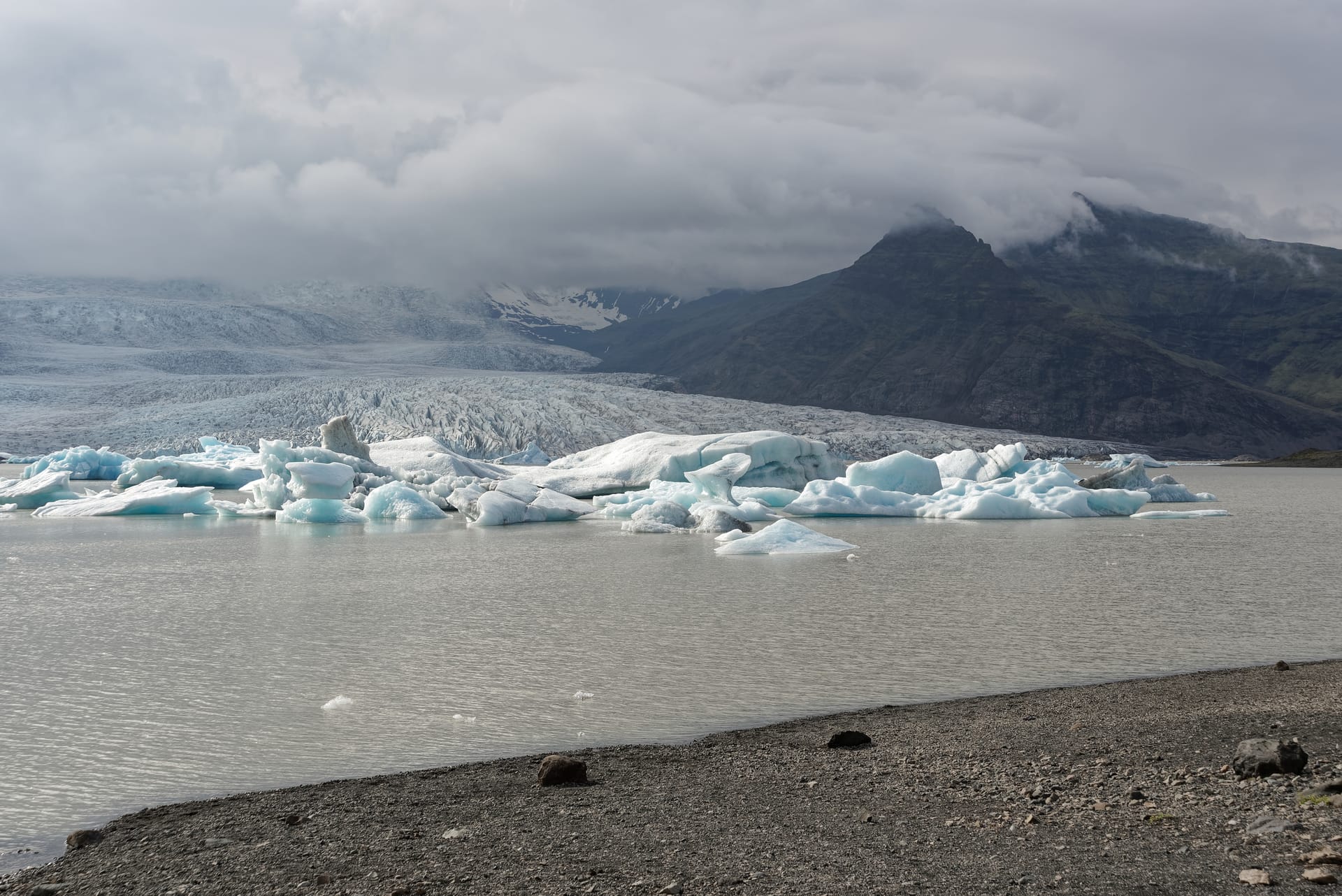 Fjallsárlón glacial lagoon and Fjallsjökull glacier in southeast Iceland