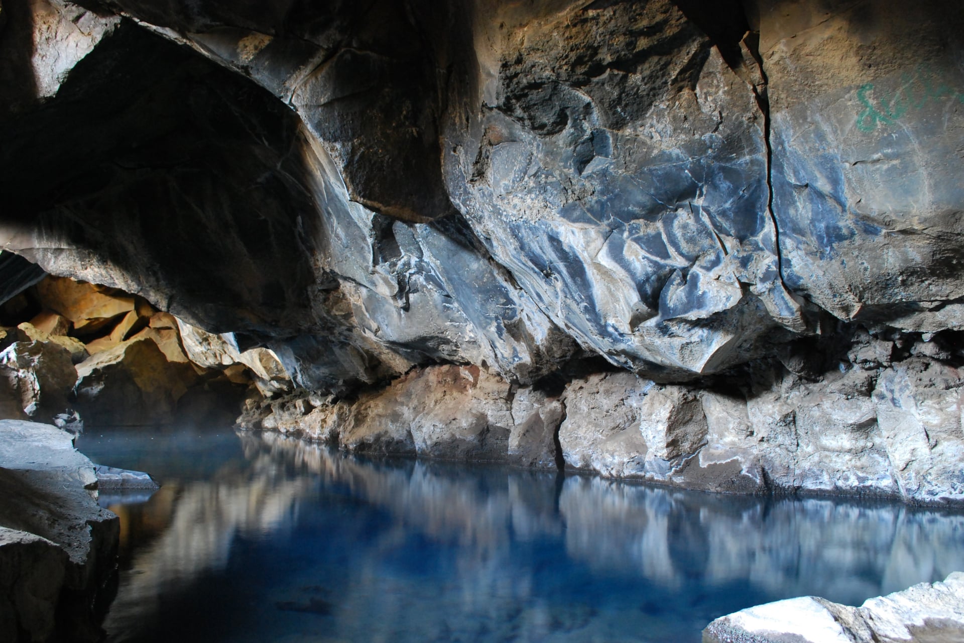 Interior of Grjótagjá Cave near Mývatn in North Iceland