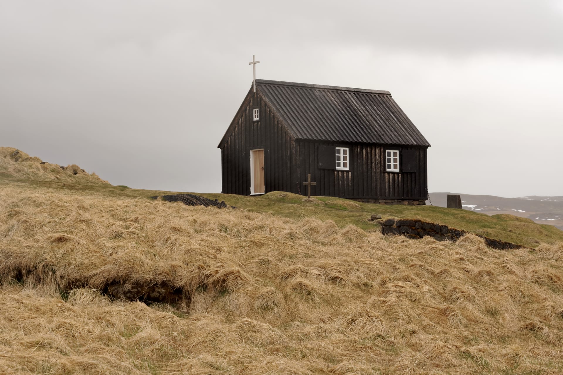 Krýsuvík Church in the Reykjanes landscape of southwest Iceland