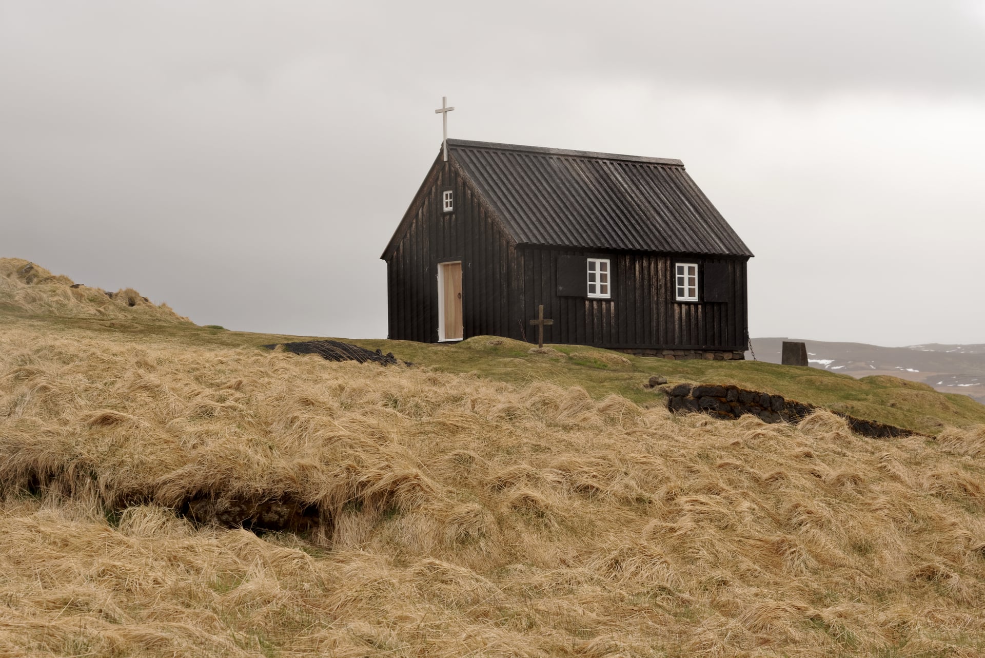 Krýsuvík Church in the Reykjanes landscape of southwest Iceland