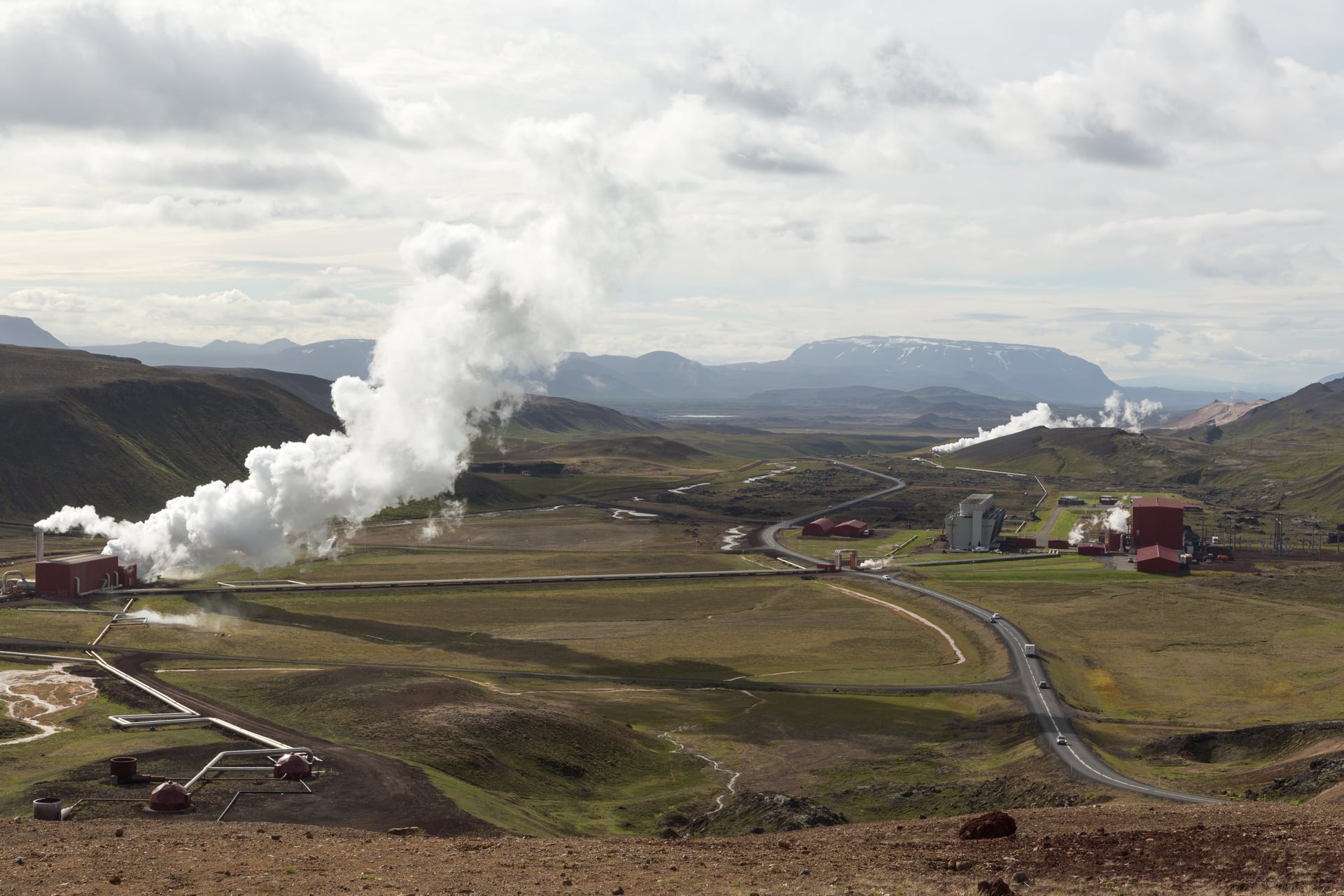 Krafla geothermal area and power station in North Iceland
