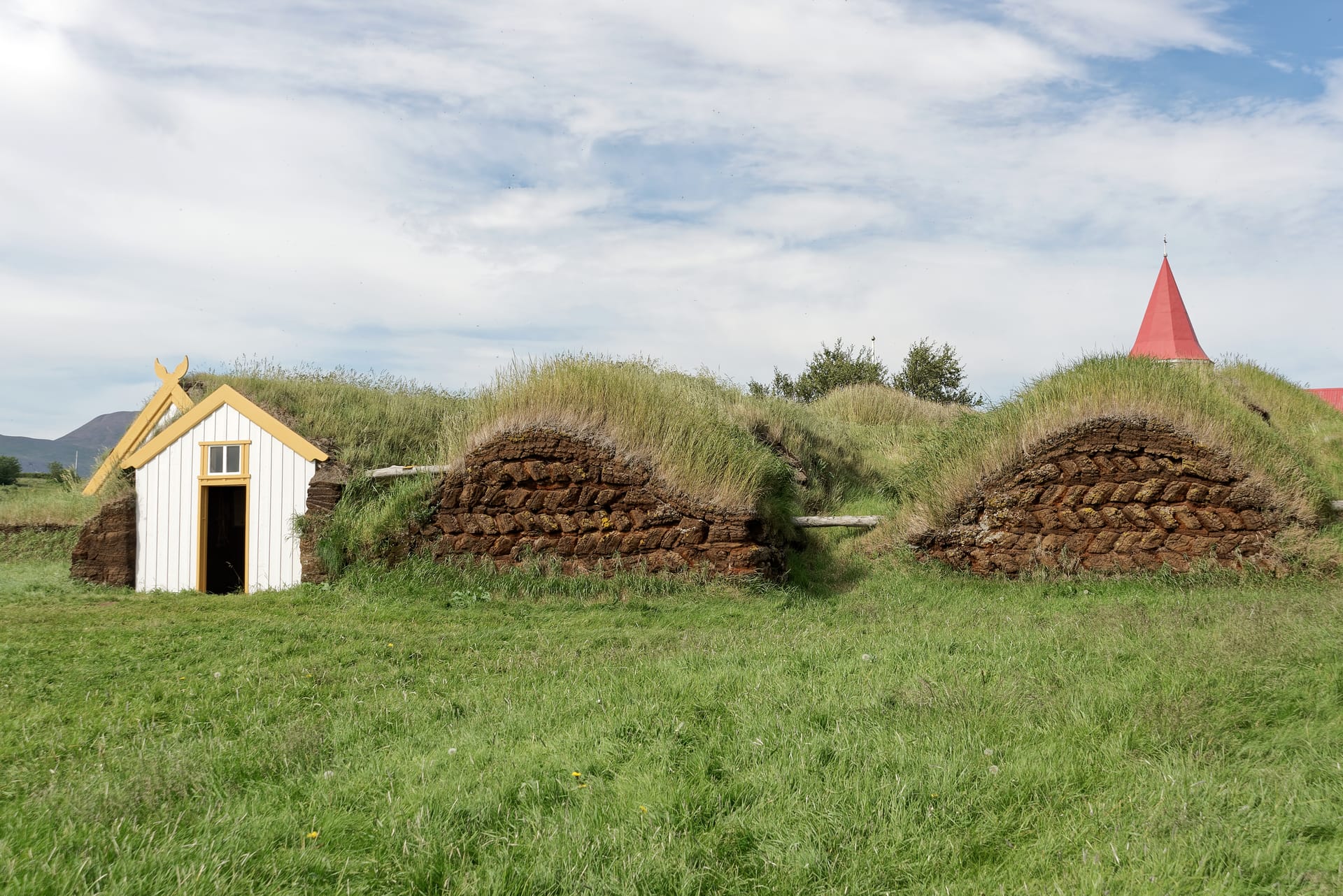 Turf houses at Glaumbær open-air museum in North Iceland